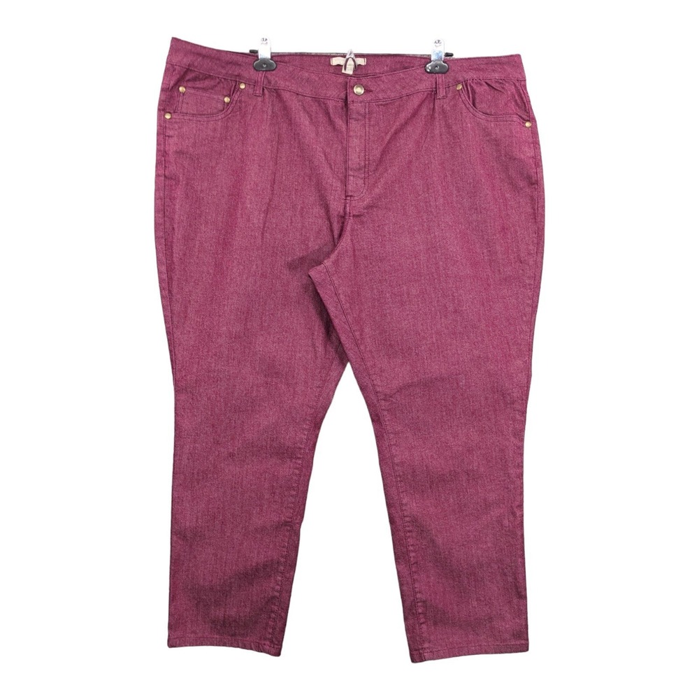 Woman Within Jeans Womens 24W Petite Magenta Purple Straight Leg Stretch Exc